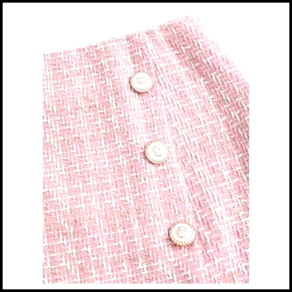 High Waist Tweed Skort, Button Front Split Hem, O… - image 3